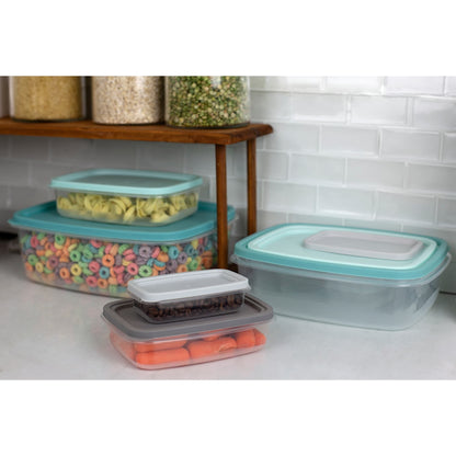 14 Piece Plastic Food Storage Container Set with Secure Fit Plastic Lids, Multi-Color