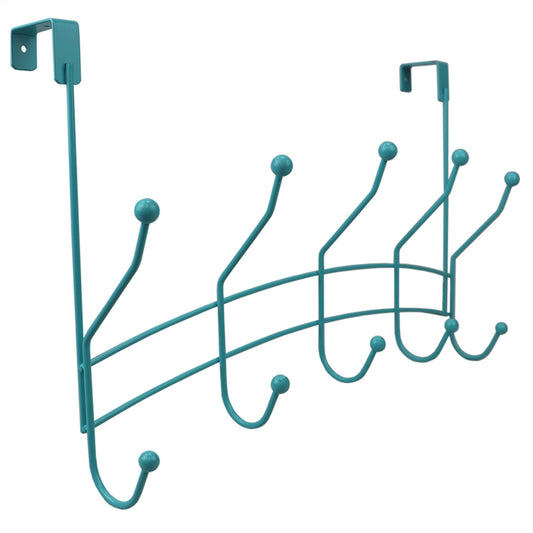 Shelby 5 Hook Over the Door Hanging Rack, Turquoise