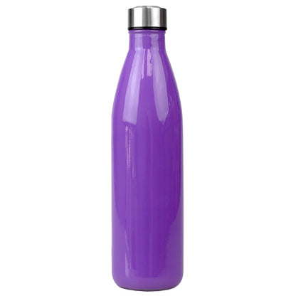 Home Basics Solid 32 oz. Glass Travel Water Bottle with Easy Twist-on Leak Proof Steel Cap, Purple - Purple
