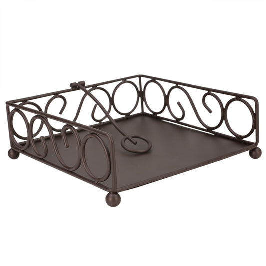 Scroll Collection Steel Flat Napkin Holder, Bronze