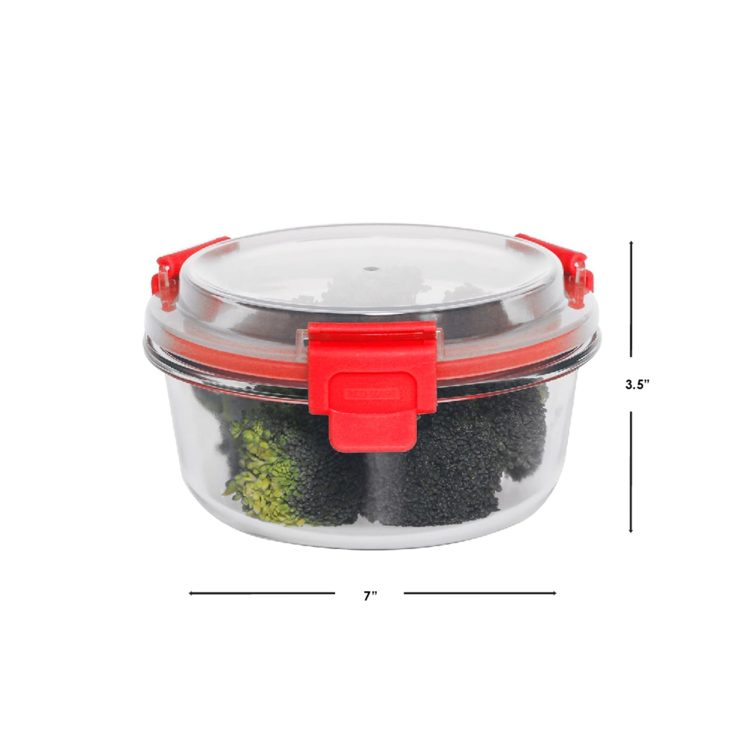 Leak Proof 32  oz. Round  Borosilicate Glass Food Storage Container with Air-tight Plastic Lid, Red