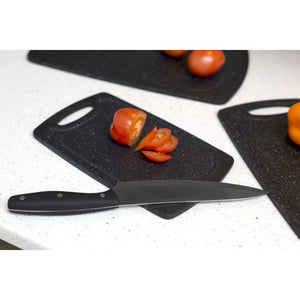 3 Piece Double Sided Plastic Cutting Board Set with Deep Juice Groove, Black