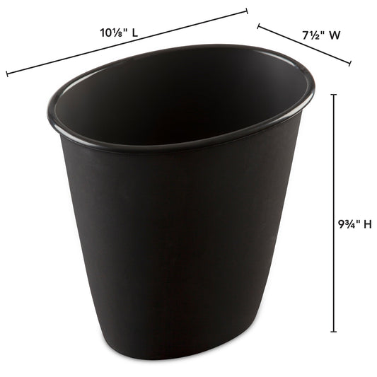 Sterilite 1.5 Gallon Oval Vanity Wastebasket, Black