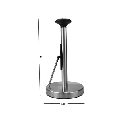 Michael Graves Easy Tear Tension Arm Freestanding Stainless Steel Paper Towel Holder, Silver