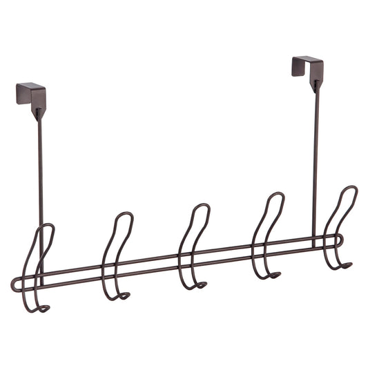 Steel 5 Hook Over the Door Hanging Rack, Bronze