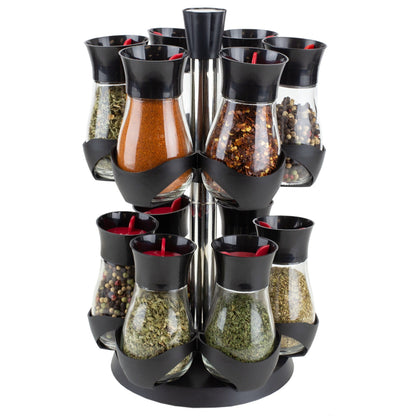 12-Jar Revolving Spice Rack Organizer - Spinning Countertop Herb and Spice  Rack Organizer with 12 Glass Jar Bottles (Spices Not Included)