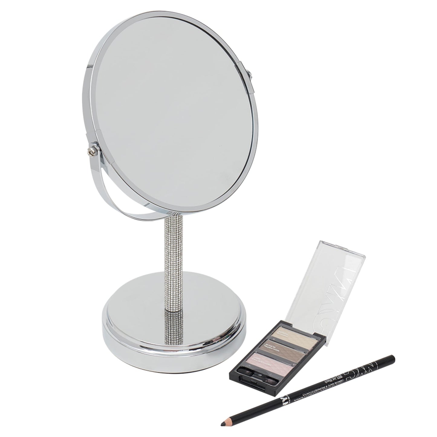 Diamond Double Sided Cosmetic Mirror, (1x/5x Magnification), Chrome