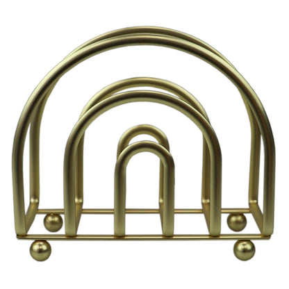 Flat Wire Steel Free Standing Upright Non-Skid  Modern Napkin Holder, Gold
