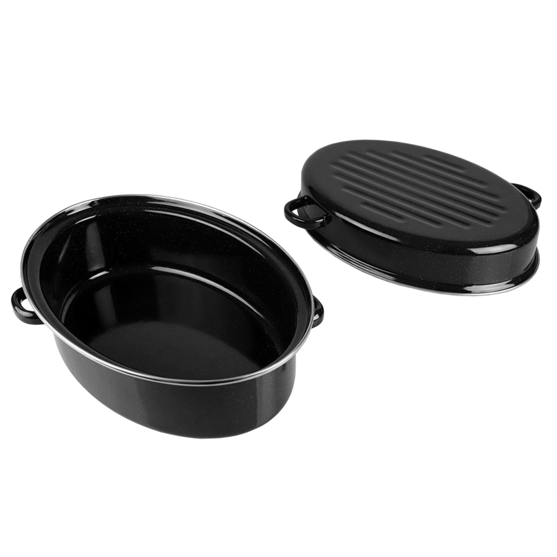  Turkey Roasting Pan With Rack (Grey/Black), By Home Basics, Carbon Steel Non-Stick Pan With Handles