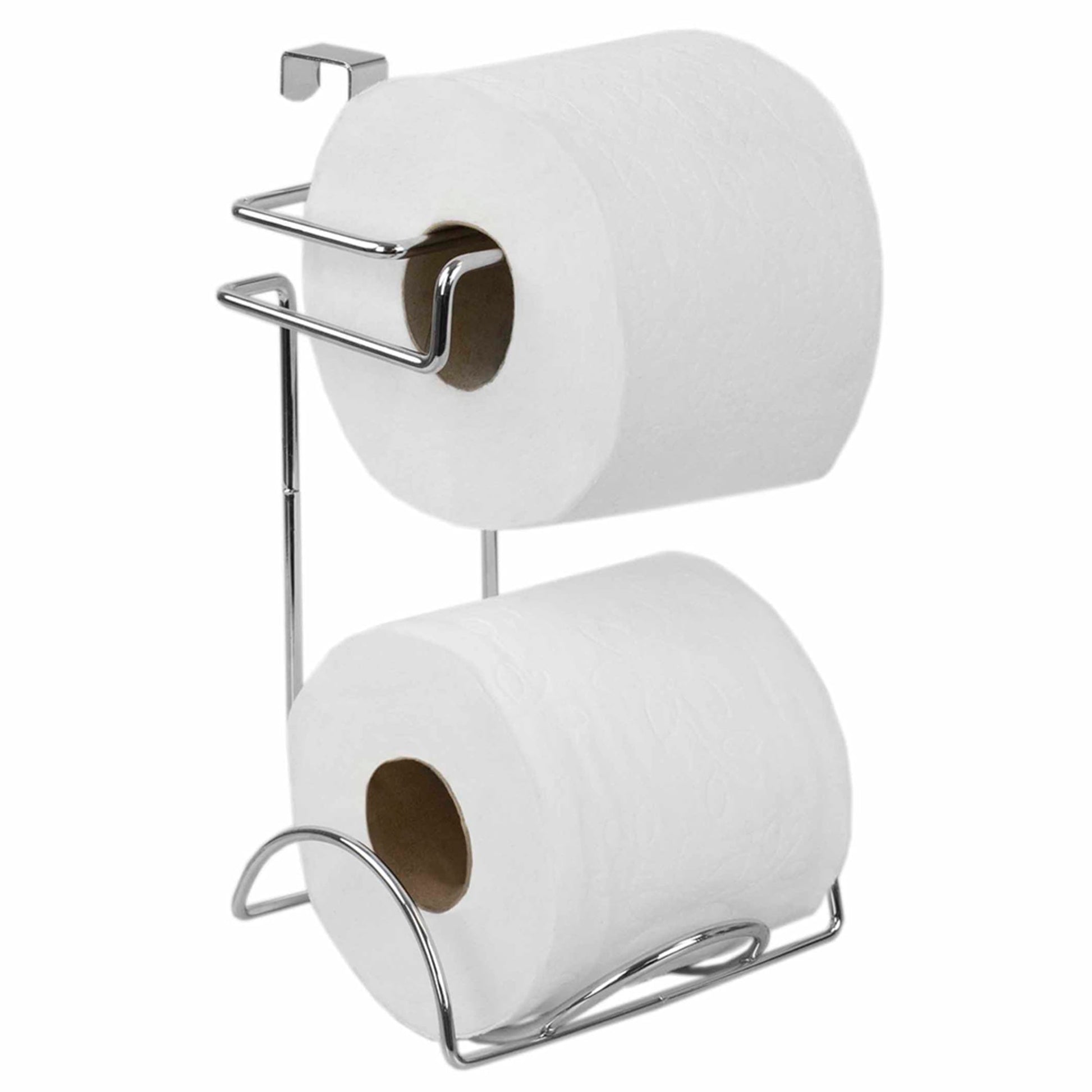 Home Basics Black Metal Heavy Duty Toilet Paper Holder with Dispensing Top, BATH ORGANIZATION