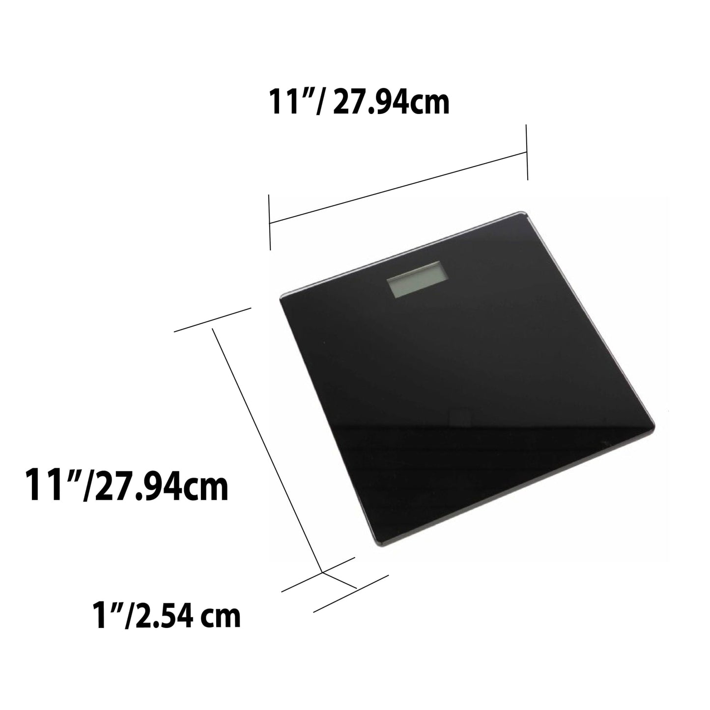 Contemporary Sleek LCD Display Digital Glass Bathroom Scale, Black