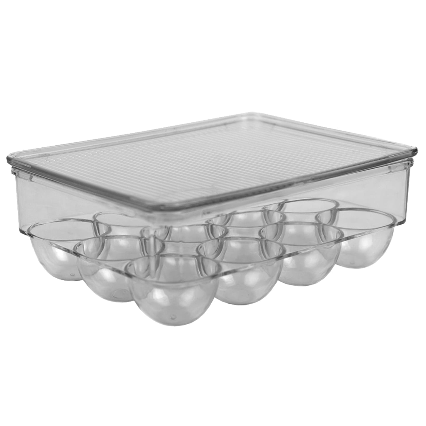 12 Egg Plastic Holder with Lid, Clear