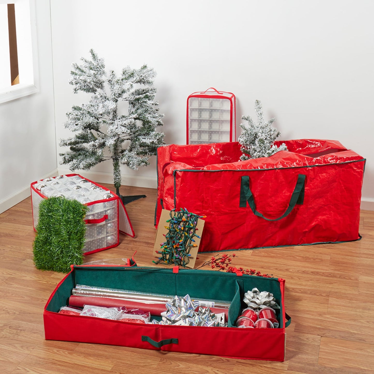 Textured PVC Rectangle Christmas Tree Bag, Red