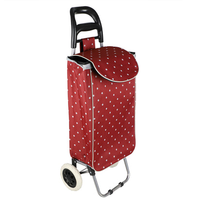 Home Basics Polka Dot Multi-Purpose Rolling Cart With Built-In Chair, Red - Red