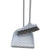 Chevron Upright Angled Broom and Plastic Dust Pan Set with Comfort Grip Handle, Grey
