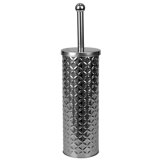 Embossed Stainless Steel Toilet Brush Holder, Silver