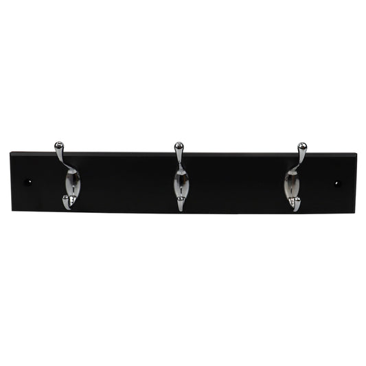 3 Double Hook Wall Mounted Hanging Rack, Black