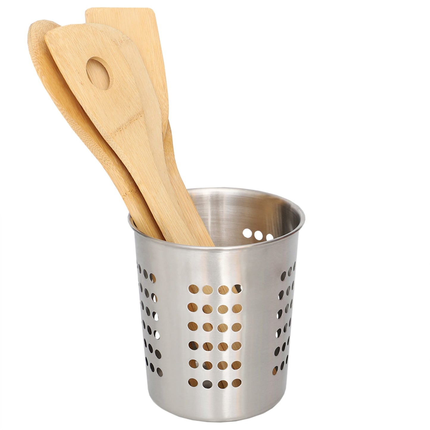 Classic Perforated Quick Draining Stainless Steel Cutlery Holder, Silver