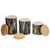 Faux Marble 3 Piece Ceramic Canister Set with Bamboo Top, Black