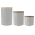 Wave 3 Piece Ceramic Canister Set With Bamboo Tops, White