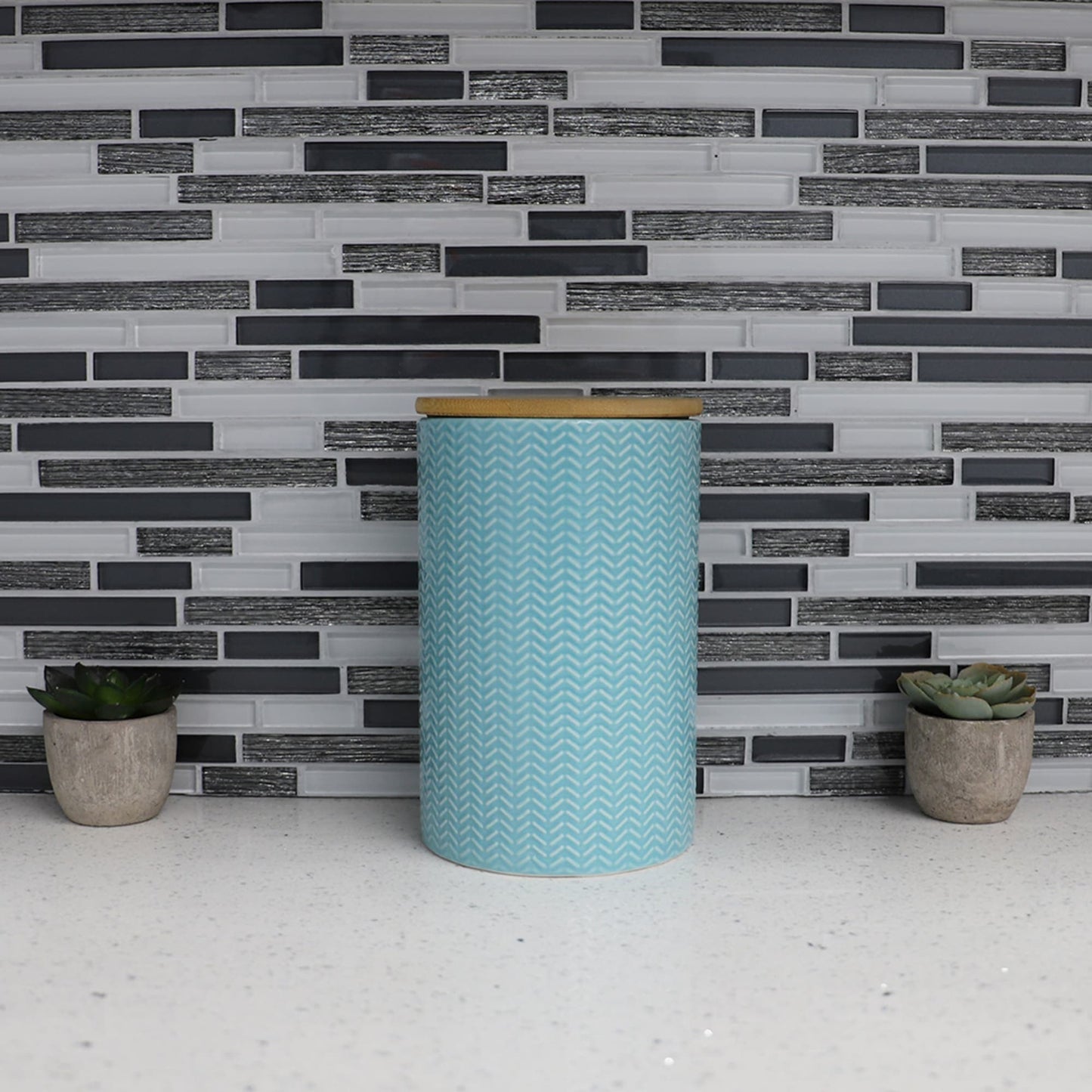 Wave Large Ceramic Canister, Turquoise