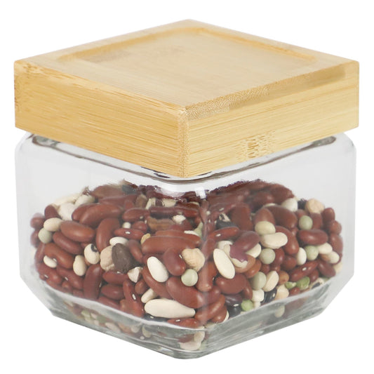 27 oz Square Glass Canister with Bamboo Lid
