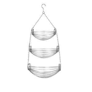 3 Tier Wire Hanging Oval Fruit Basket, Black