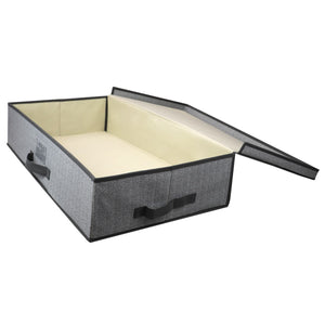 Herringbone Non-woven Under the Bed Storage Box with Label Window, Grey