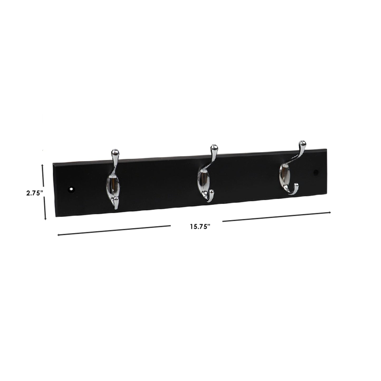 3 Double Hook Wall Mounted Hanging Rack, Black