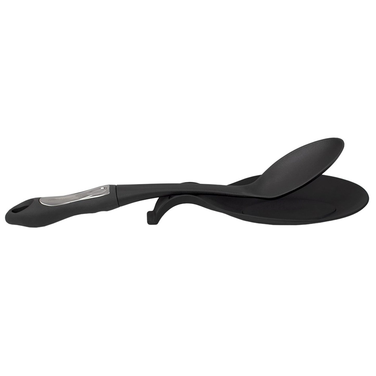 Home Basics Food Grade Flexible Silicone Oversized Almond Shaped Spoon Rest, Black - Black