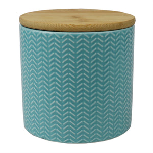 Wave Small Ceramic Canister, Turquoise