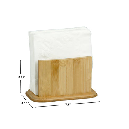 Premium Bamboo Freestanding Large Capacity Napkin Holder, Natural