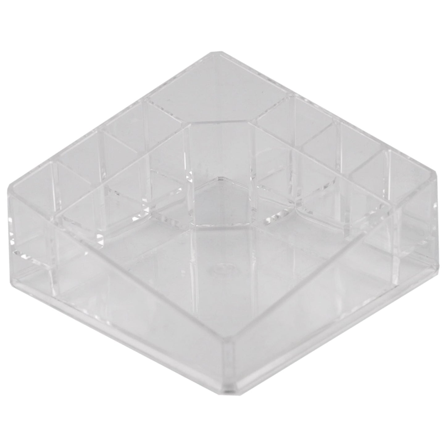 Small Square Shatter-Resistant Plastic 8 Compartment Cosmetic Organizer, Clear