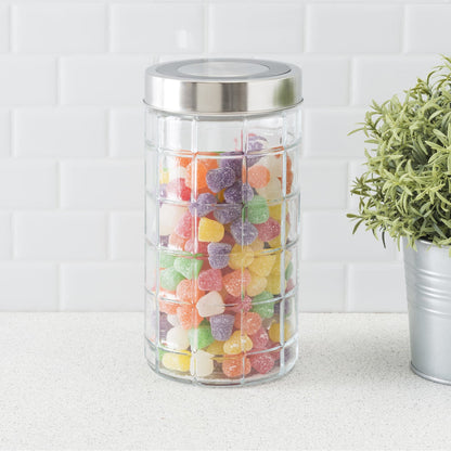 Chex Collection 52 oz. Large  Glass Canister with Stainless Steel Lid