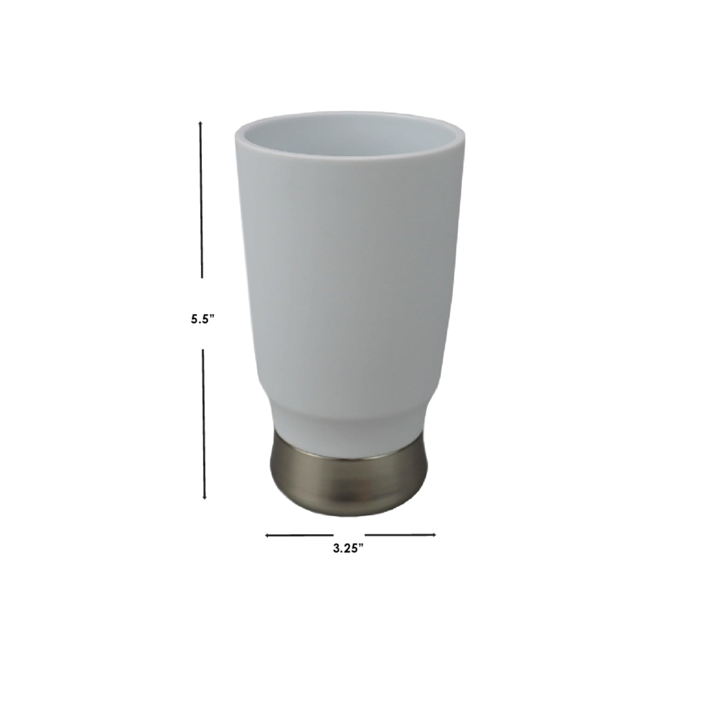Rubberized Plastic Tumbler with Steel Base, White