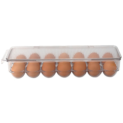 Michael Graves Design Stackable 14 Compartment Plastic Egg Container with Lid, Clear