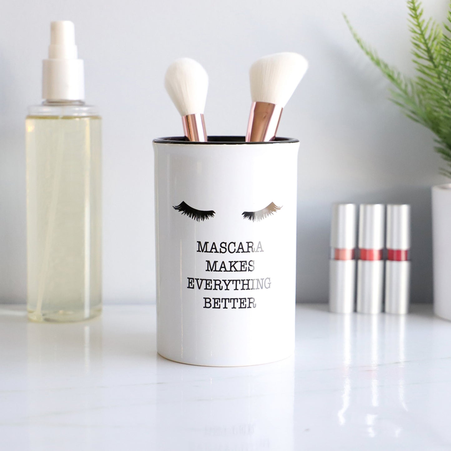 Ceramic Cosmetic Cup Make Up Brush Cylinder Shaped Utensil Holder