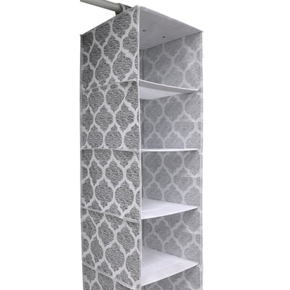 Arabesque 6 Shelf Non-woven Hanging Closet Organizer, Grey