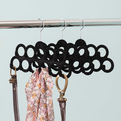 Slip-Proof Snag-Free 10 Loop Velvet Scarf Hanger with Chrome Plated Steel Hook,