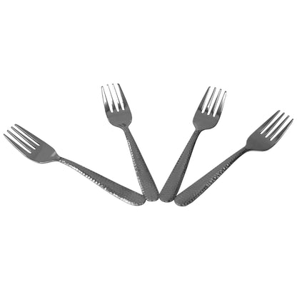 Hammered Stainless Steel Salad Forks, (Pack of 4), Silver