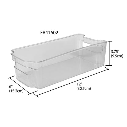 Stackable Medium Plastic Fridge Pantry and Closet Organization Bin with Handles