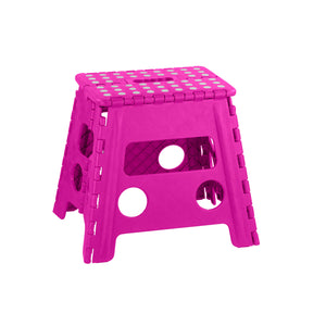 Home Basics Large Plastic Folding Stool with Non-Slip Dots, Pink - Pink