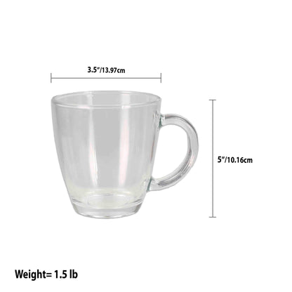 Tapered Glass Mug with Thick Handle, Clear