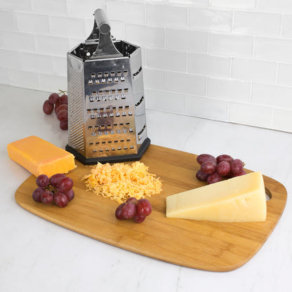 Heavy Weight 6 Sided Stainless Steel Cheese Grater with Non-Skid Rubber Base, Black