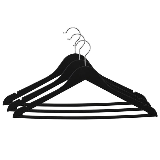 Non-Slip Space-Saving Rubberized Plastic Hangers, Black