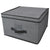 Herringbone Jumbo Non-woven Storage Box with Label Window, Grey