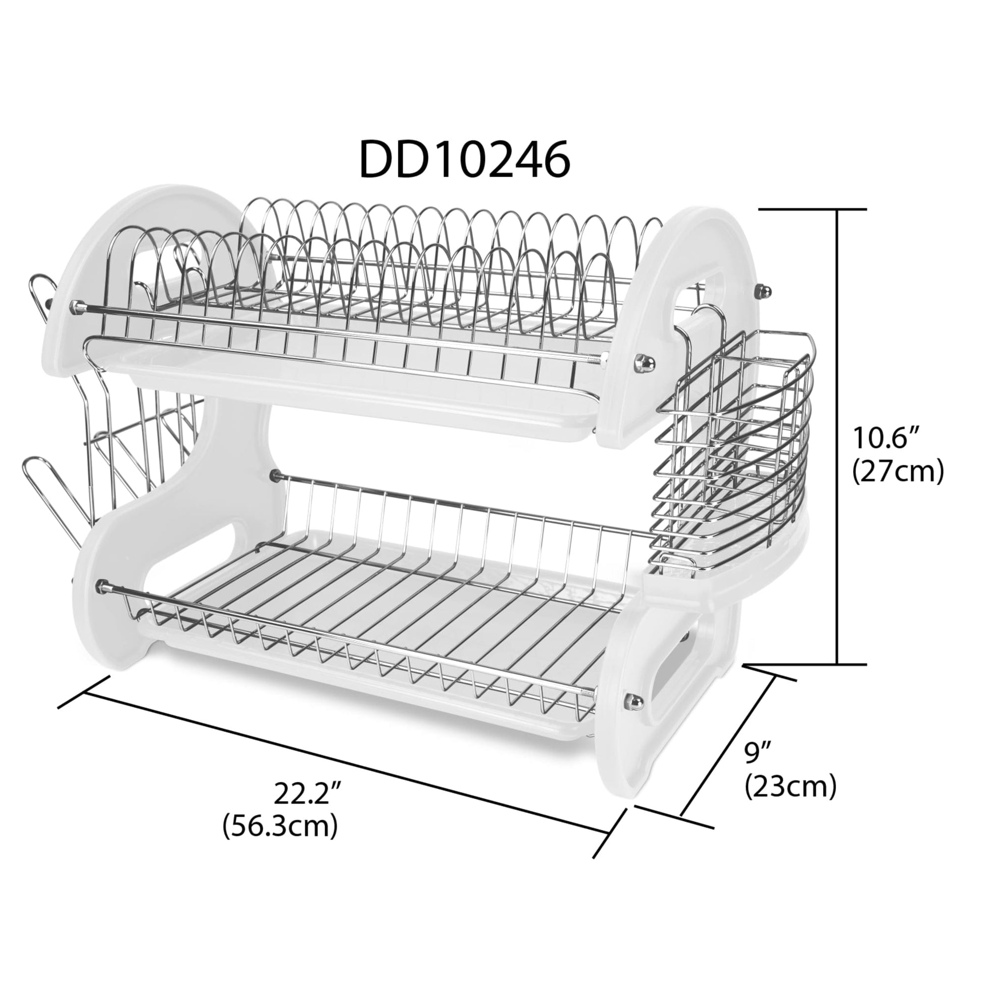 2-Tier Rust-Proof Dish Drying Rack 6 in 1 Drying Rack for Kitchen