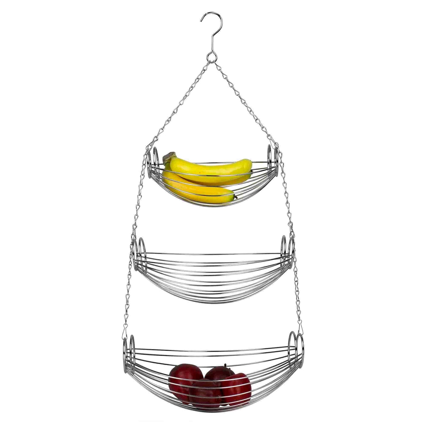 3 Tier Wire Hanging Oval Fruit Basket, Black