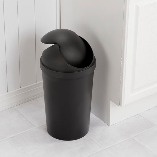 Sterilite 3 Gallon / 11.4 Liter Round SwingTop Wastebasket Black