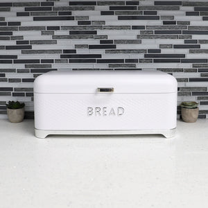 Michael Graves Design Soho Swing Up Lid Tin Bread Box, White